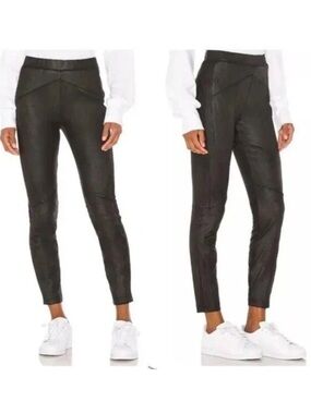 Free People Black Faux Suede Pants Vegan Leather Leggings OB1015172 Large